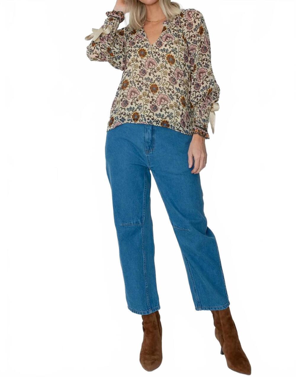 NEW WEST OF florence long sleeve blouse in beige
